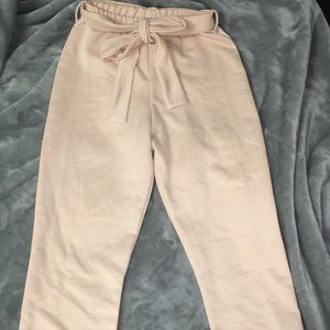 Pink sweatpants with tie on top